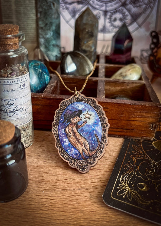 Collier pendentif en bois "Le Magicien"