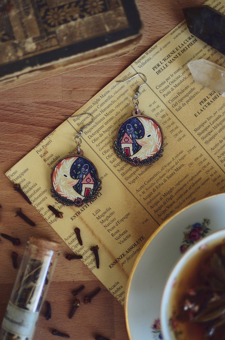 Boucles d'oreilles en bois "La Lune"