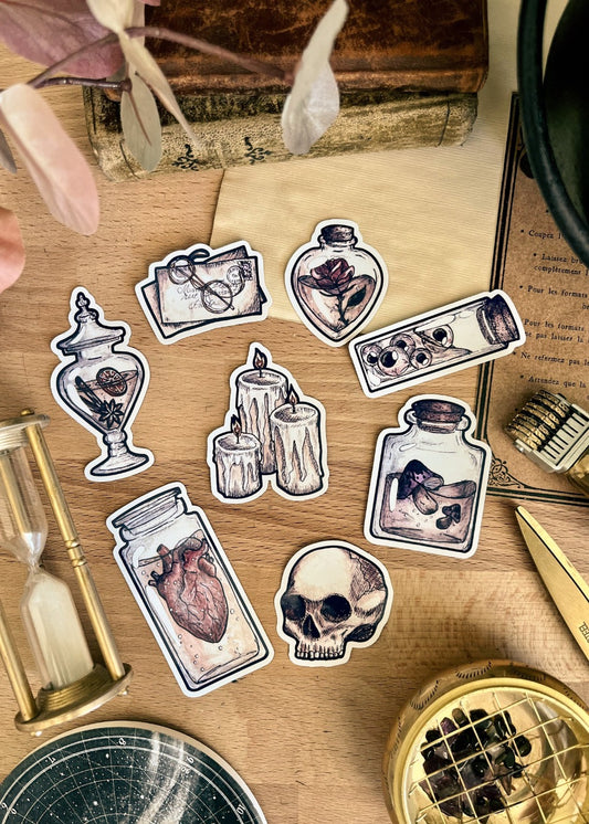 Dark academia sticker's set (8 stickers)